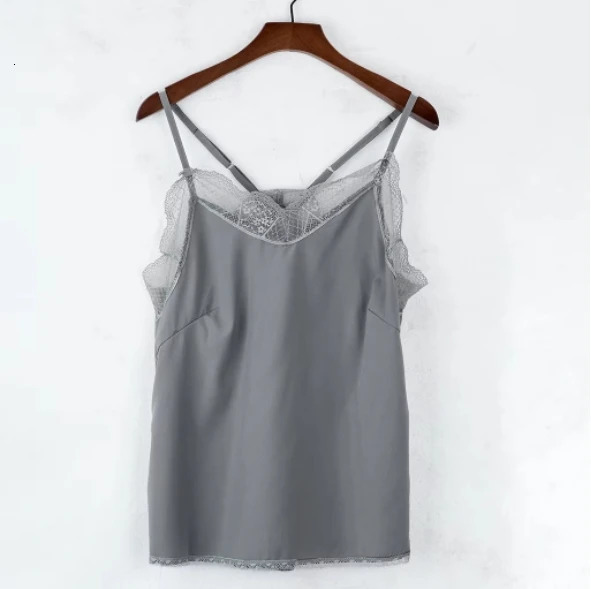 Women Tops Elegant Tank Top Tube Top Silk Satin Camisole Plain Strappy Vest Tops Sleeveless Blouse French Tuning Delicate Lace 250519CJ