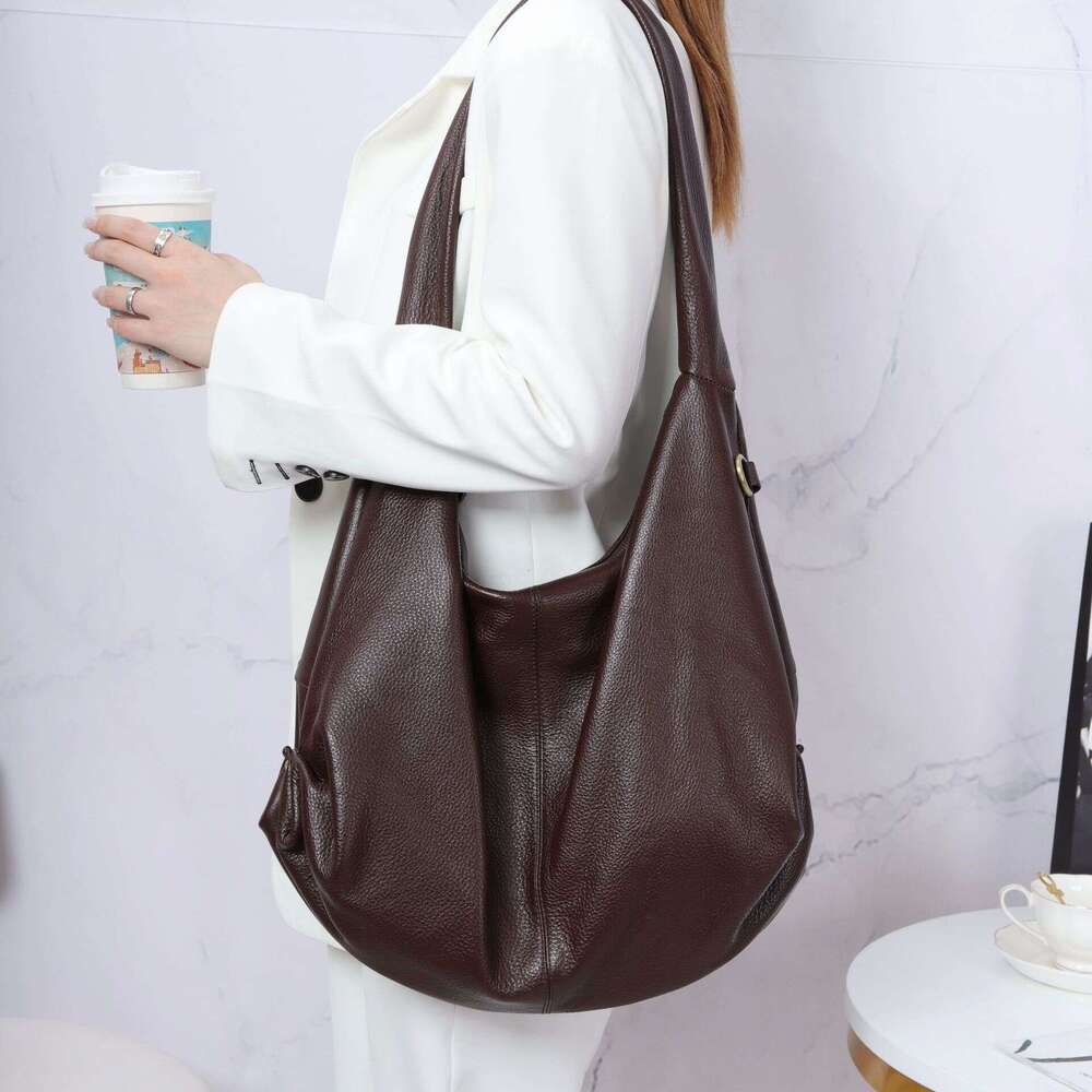 Tote Bag Real Leather Shoulder For Women Capacity Diagonal Cross Bag New Korean Version Simple Top Layer Cowhide Casual Large Bag Lady Bags