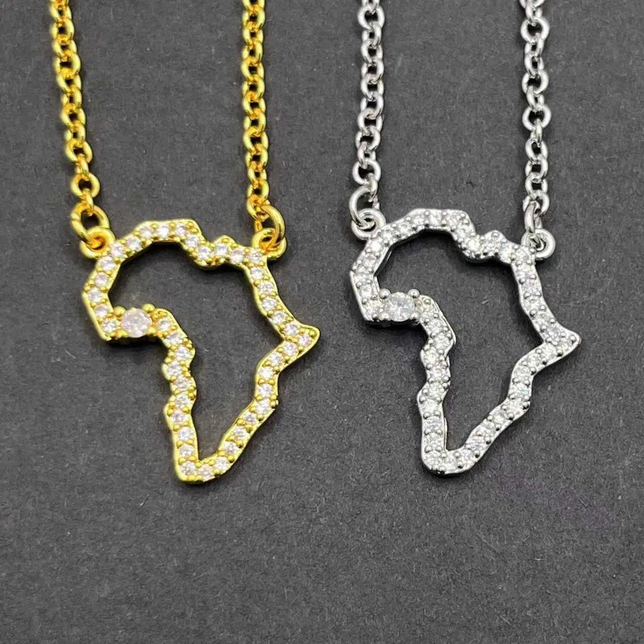 Africa M Pendant Necklace For Women Men Silver Gold Color Ethiopian Zircon Neck Chain Jewelry South African Gift Wholesale XJ250524