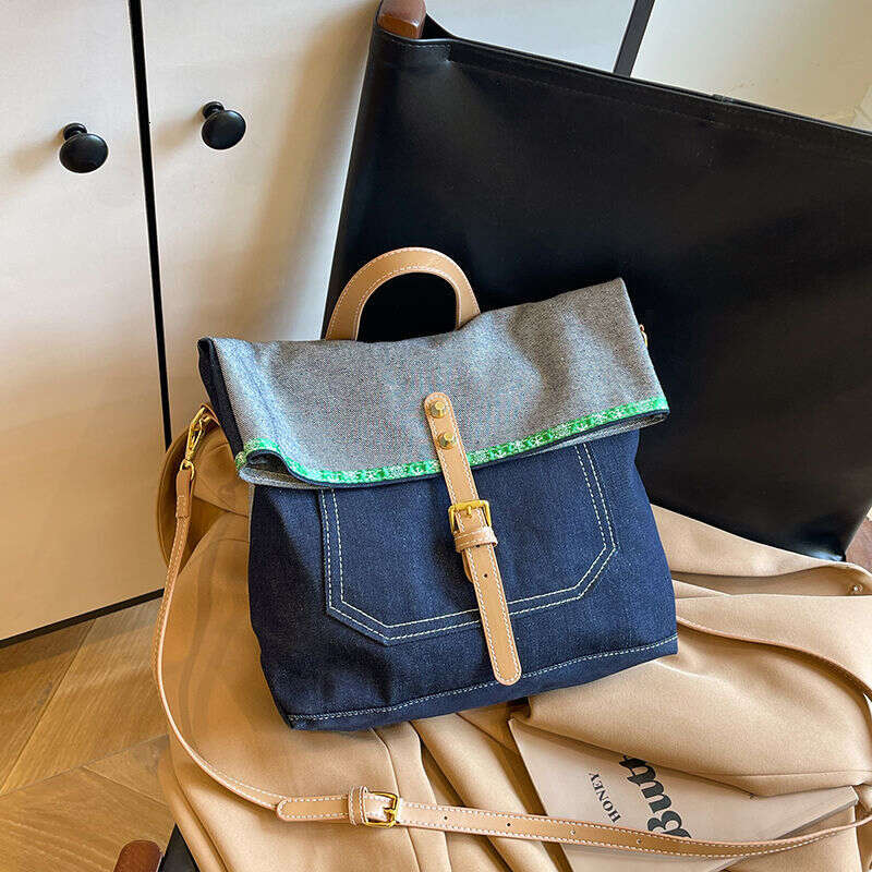 denim bags Large capacity women 2025 new design single shoulder denim casual crossbody bag lightweight tote bag for commuting