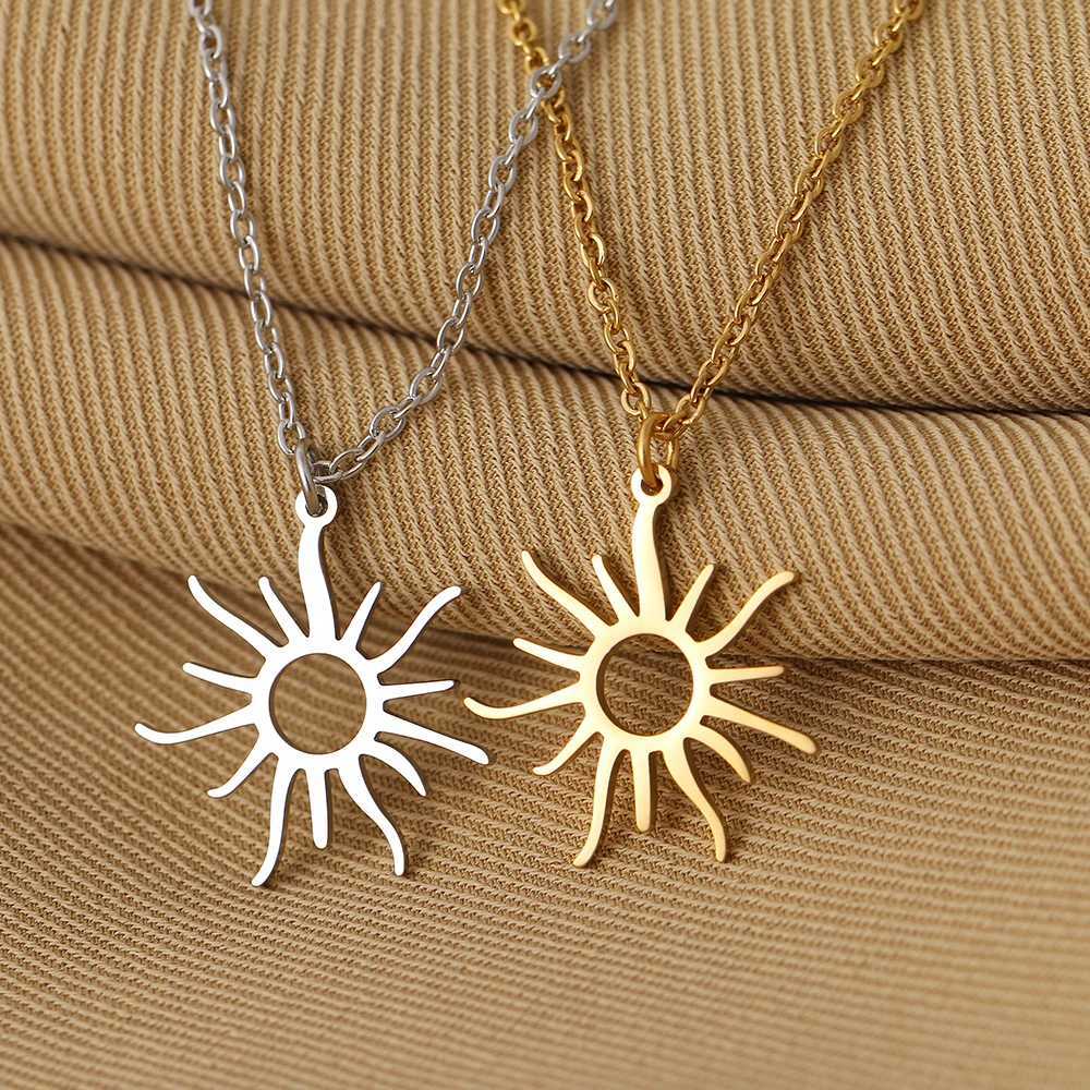 Stainless Steel Necklaces Exquisite Big Sun Style Pendant Collar Chain Fashion Necklace For Women Men Jewelry Friends Best Gifts XJ250524