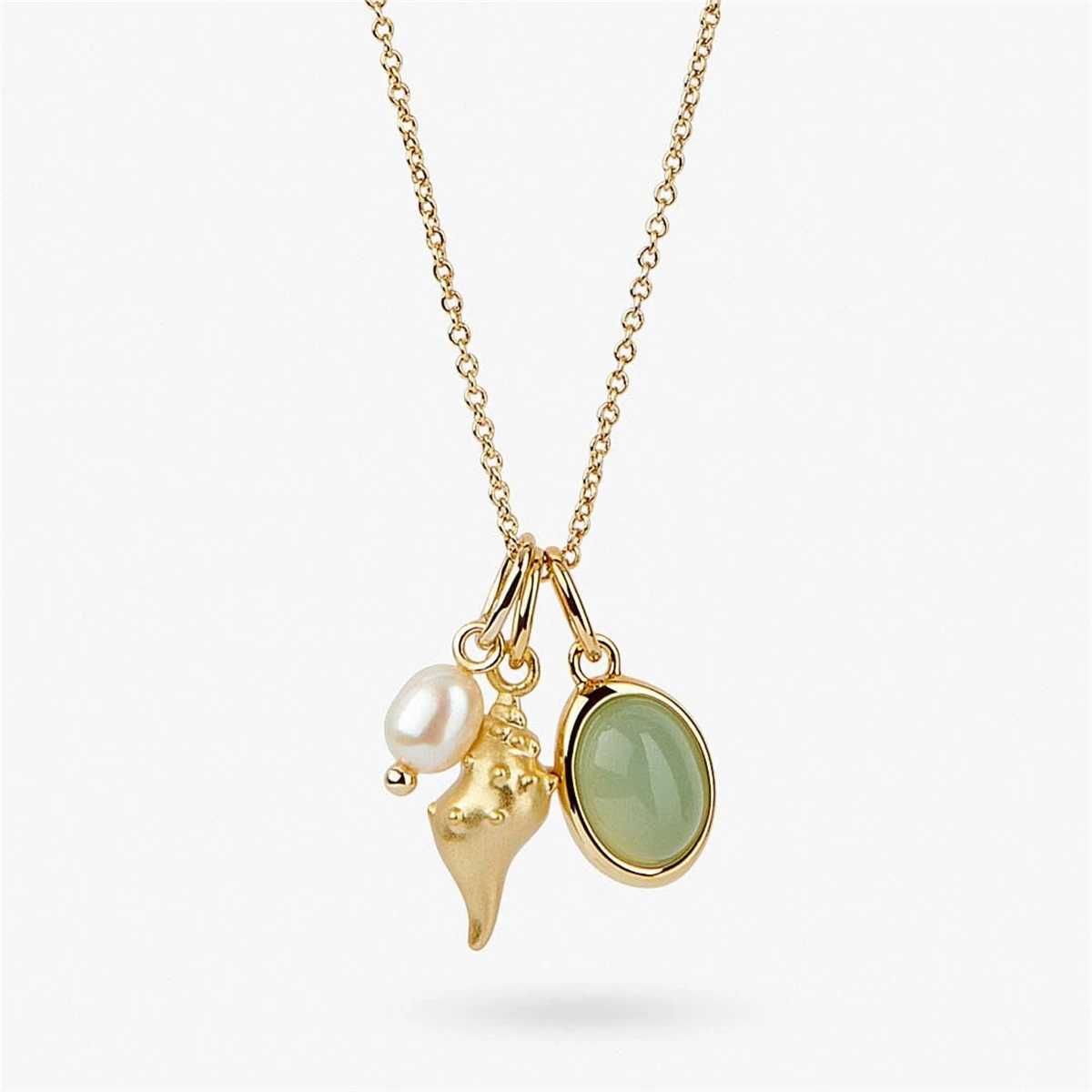 Dongling Jade Shell Conch Necklace Vintage Elegant Heavy Industry Instagram French Style Necklace Gold Plated XJ250524