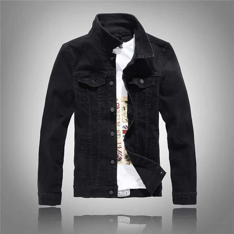 Sokotoo Mens slim full sleeve all match denim jean jacket Casual black white fancy colored coat Outerwear W250524