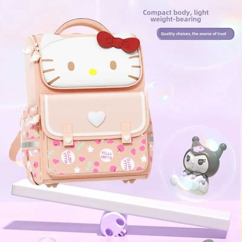 Cute Sanrio cartoon My Melody Kuromi Hello Kitty backpack Student large capacity spine protection and burden reduction backpackw250524