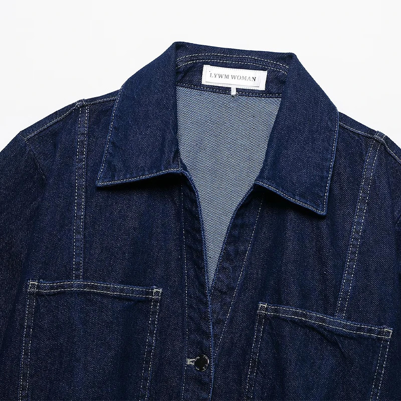 Willshela Women Fashion With Pockets Denim Blue Single Breasted Crop Blouse Vintage Lapel Neck Short Sleeves Female Lady Shirts 250517Z