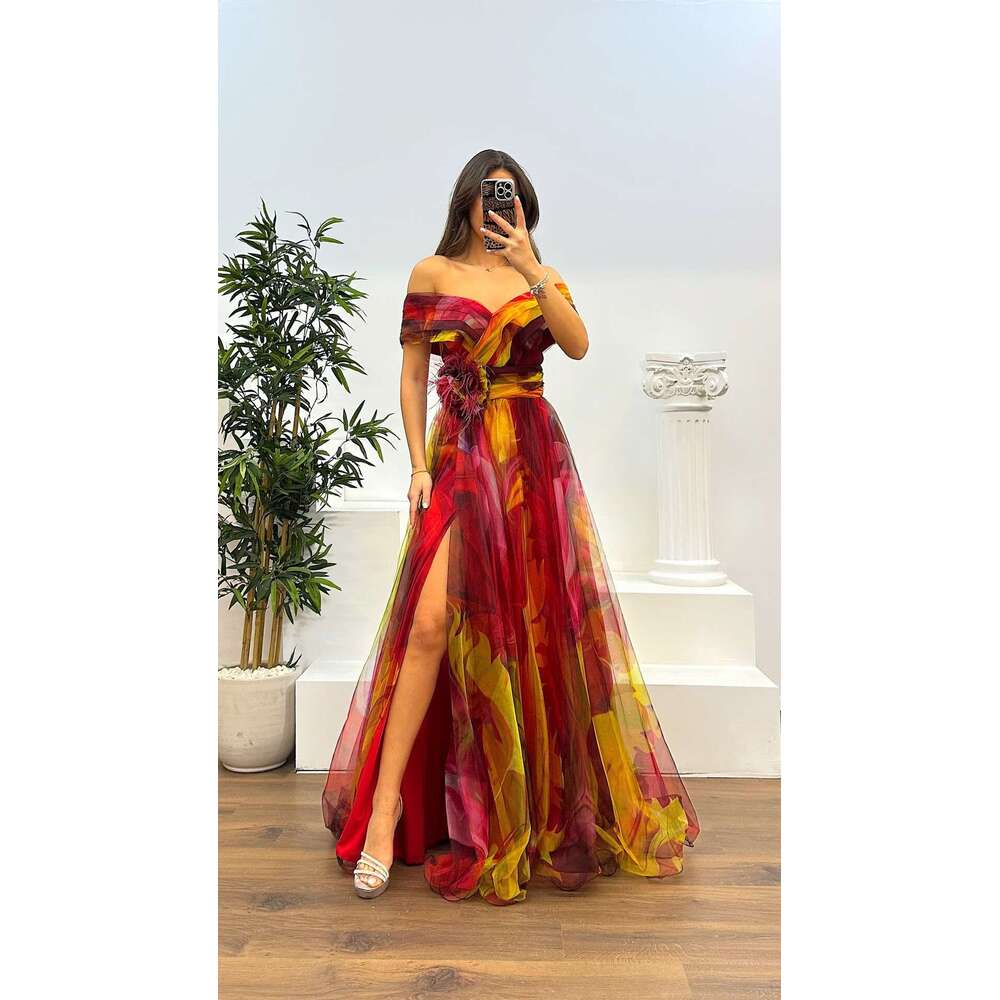 Maxi Dress Spring Summer New Mesh Printed Party INS Casual Fashion Women S Dress Floral Dress