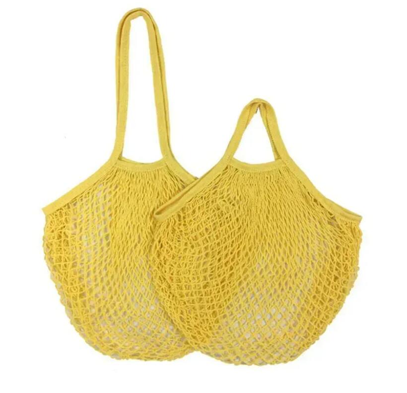 Mesh Bags Washable Reusable Cotton Grocery Net String Shopping Bag Eco Market Tote for Fruit Vegetable Portable short and long handles Wholesale Z 5.2
