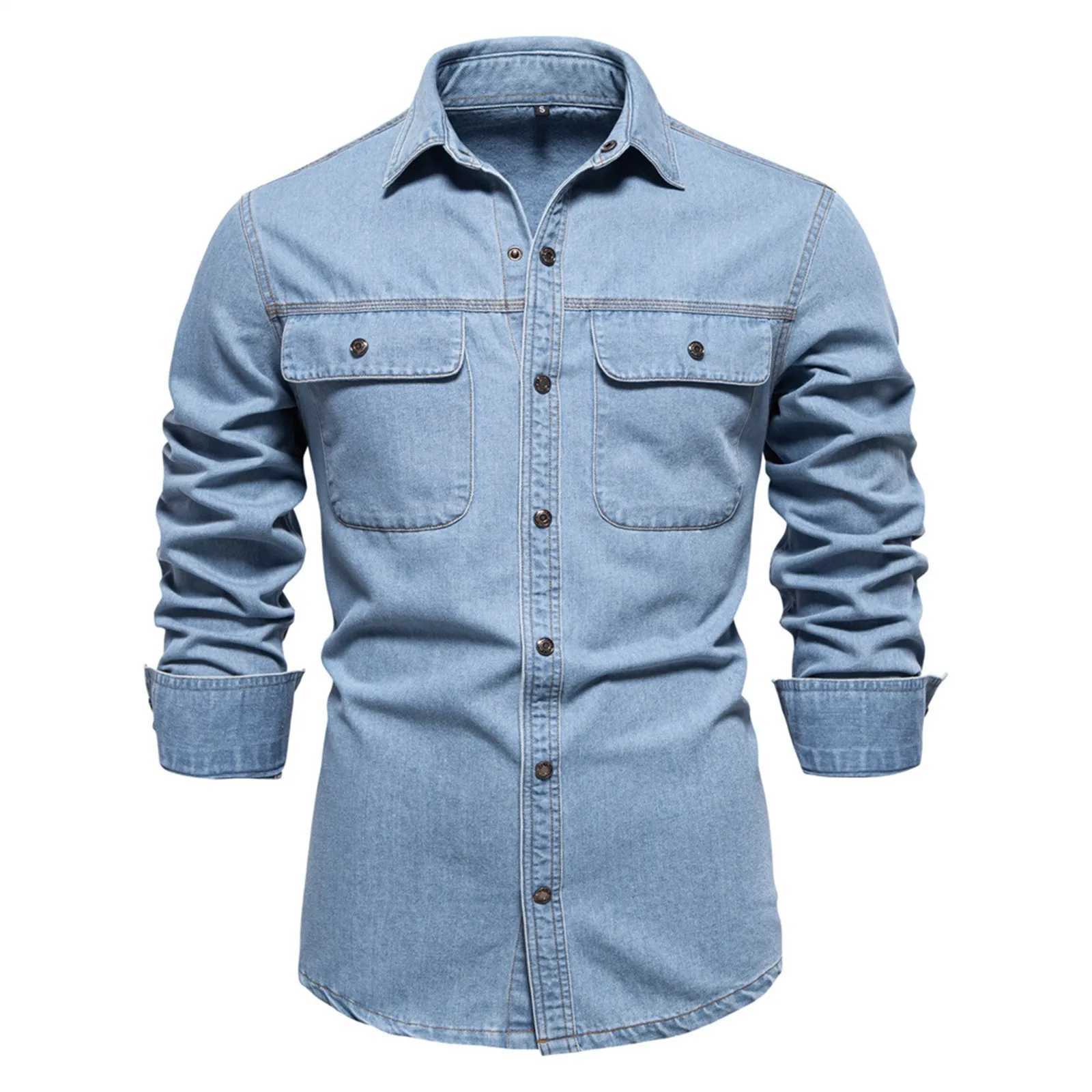 MenS Denim Jacket Cowboy Retro Cotton Denim Coat Spring Loose Fit Jeans Jacket Outerwear Business Casual Washed Denim Shirt W250524