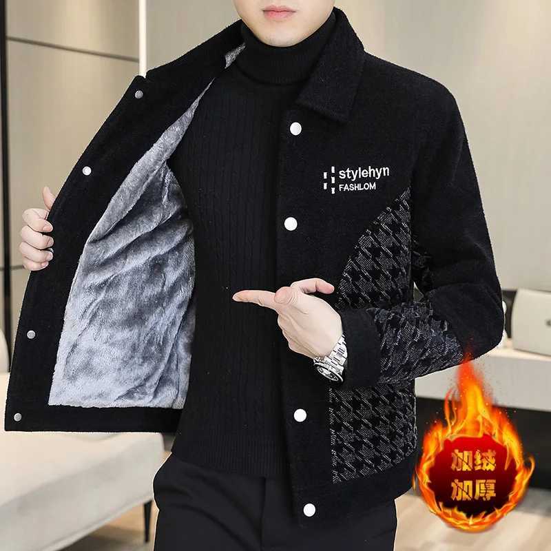 Autumn Winter New Fashion Trend Thickened Warm Lapel Wool Coat Mens Casual Loose Comfortable High Quality Jacket W250524