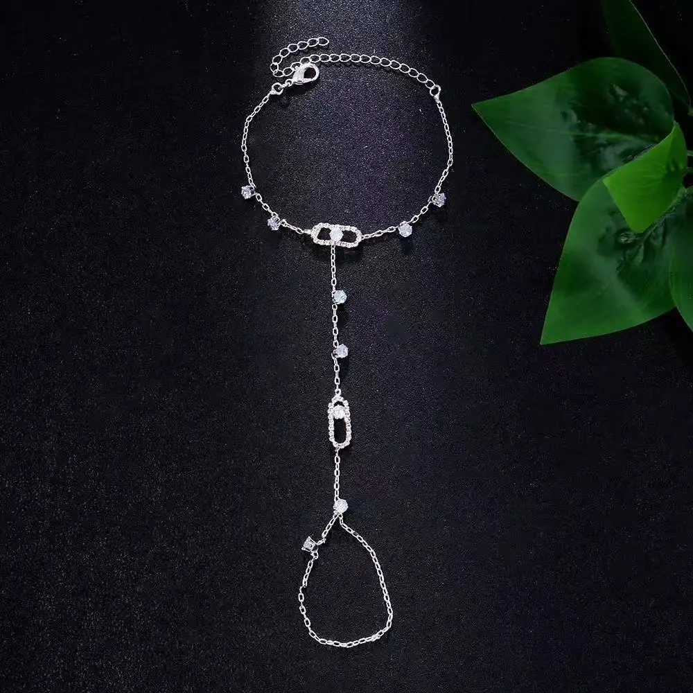 Luxury Crystal Hollow Geometric Hand Back Chain Summer Beach Adjustable Bracelets Charm Bracelet Bangles for Women Gift XJ250524