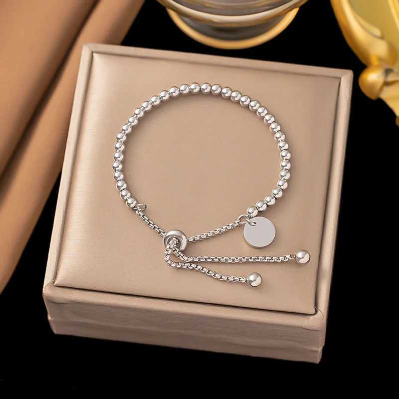 Fashion Stainless Steel Custom Bracelet Letter Tag Ball Beads Adjustable Womens Bracelet Jewelry XJ250524