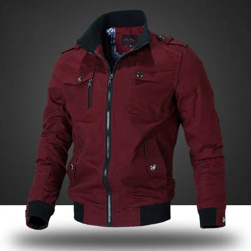 Autumn Vintage Zipper Pocket Patchwork Stand-up Collar Coat 2023 New Men Jacket Men Casual Long Sleeve Tooling Outdoor Coat Top W250524