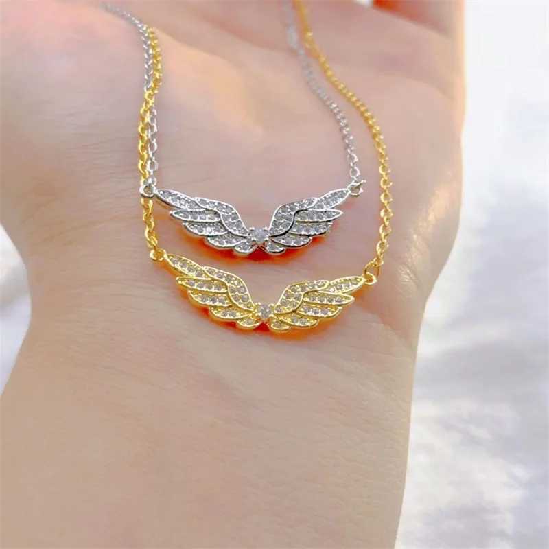 Fashion Retro Light Luxury White Jewelry Angel Wings Necklace Exquisite Personality Stainl Steel Clavicle Chain XJ250524