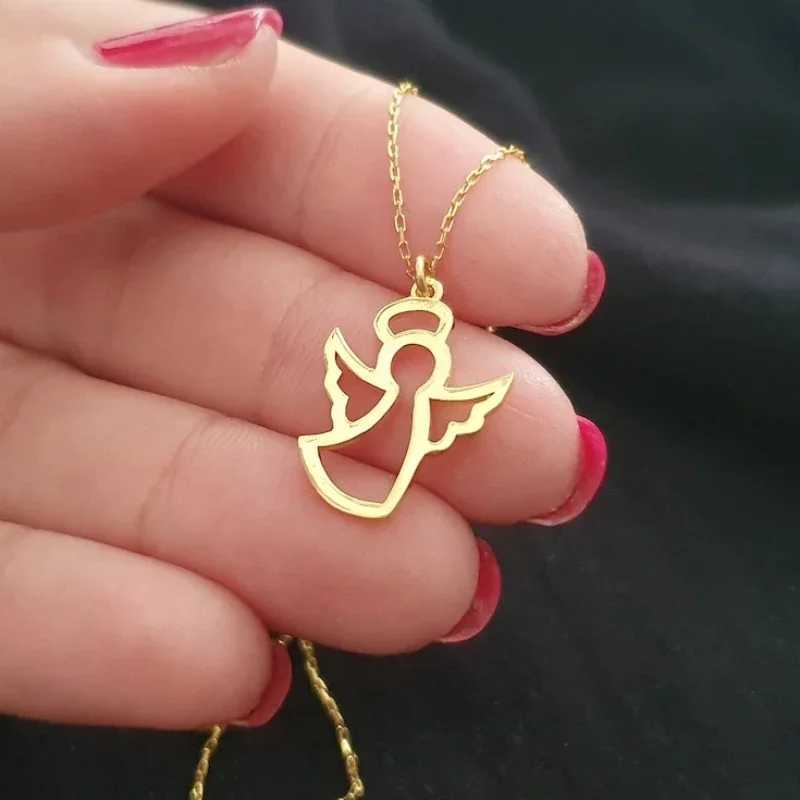 Stainl Steel Necklaces Hollow Little Angel Cute Pendant Choker Clavicle Chain Fashion Necklaces For Women Jewelry Girls Gifts XJ250524