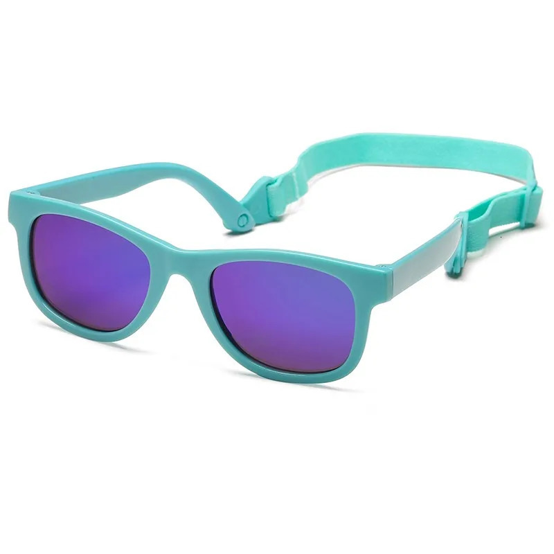0-24 Months born Baby Bendable Flexible Polarized Sunglasses with Strap Infant Boy Girls Square Silicone Frame Mirrored UV400 250522
