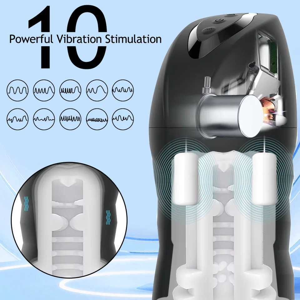 Sucking Masturbator Powerful Vibrating Male Masturbation Cup Mens Penis Pocket Pussy Adult Sexy Sex Toy For MenXJ250524