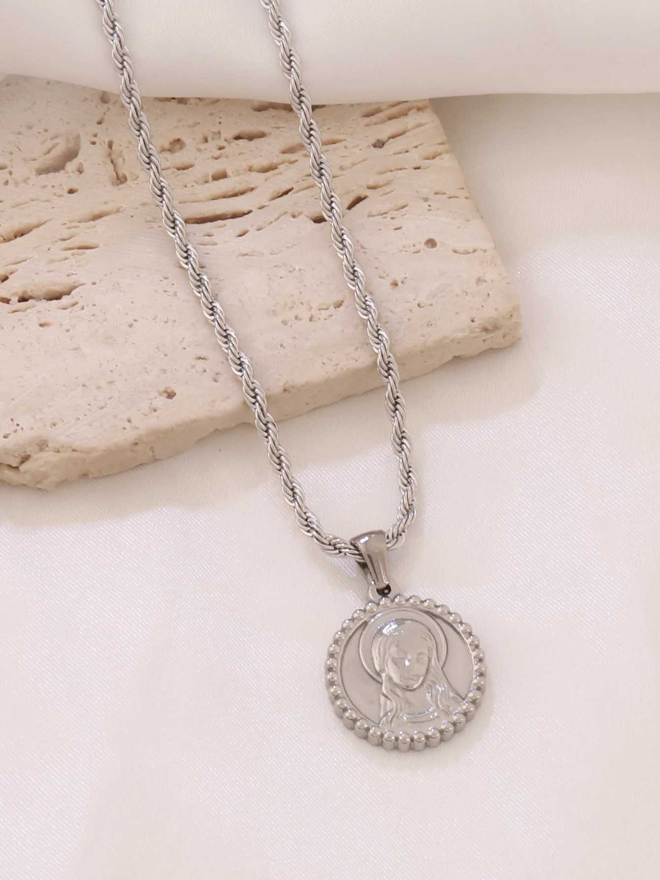 1pcs Stainl Steel Virgin Mary Madonna Godd Charms Religious Pendant Necklace For Women Chain Necklaces Jewelry XJ250524