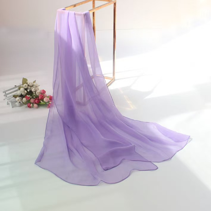 T794 new women's silk scarf sunscreen shawl long red beach towel chiffon solid color scarf dance