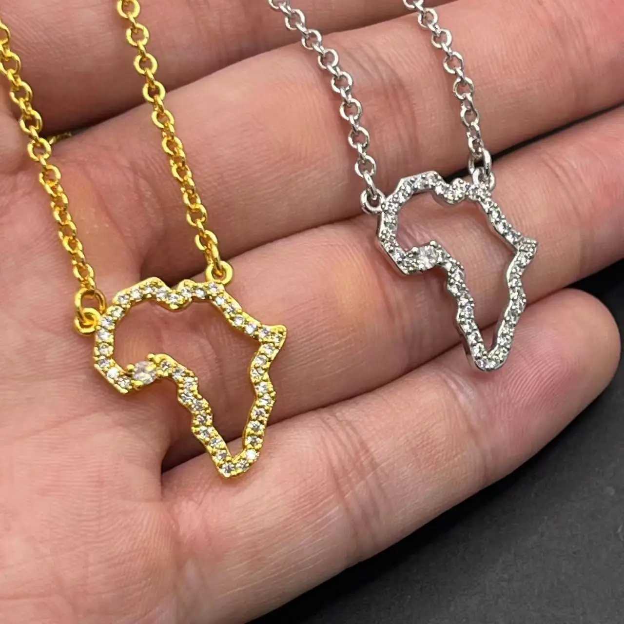 Africa M Pendant Necklace For Women Men Silver Gold Color Ethiopian Zircon Neck Chain Jewelry South African Gift Wholesale XJ250524