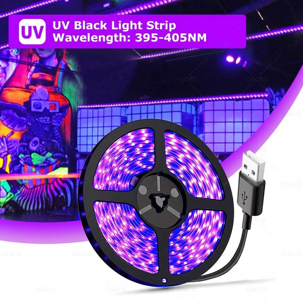UV LED Light Strip Flexible LED Strip Light Ultraviolet UV Lamp 395-405nm Black Light 2835 SMD DC5V LED Ribbon For Glow Party W250524