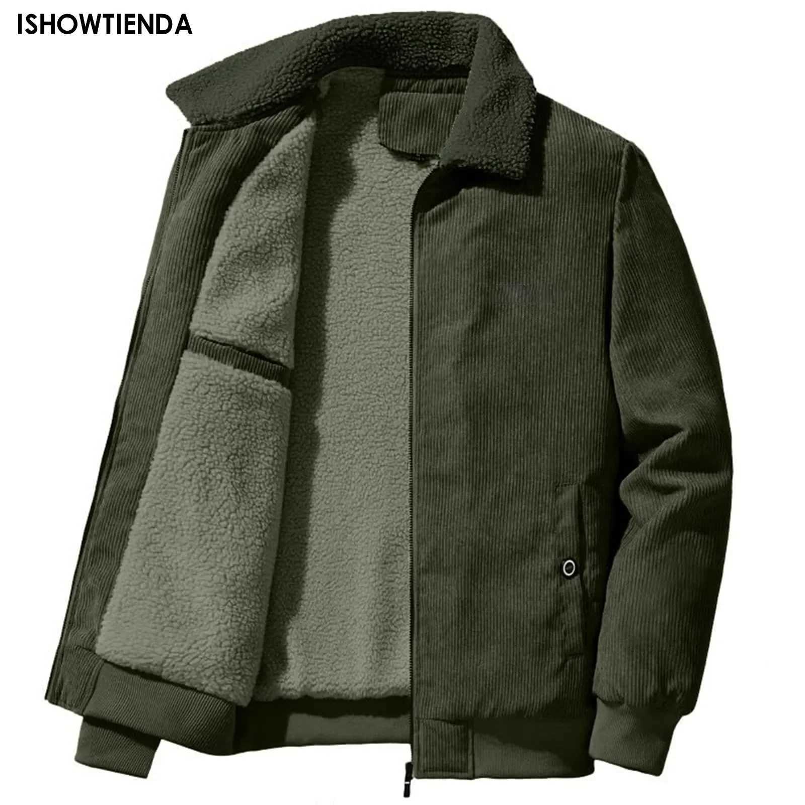 Mens Cotton Jackets Padded Warm Loose Parka Coat Corduroy Short Jacket Man Solid Zip Windbreaker Winter Mens Fleece Jacket W250524