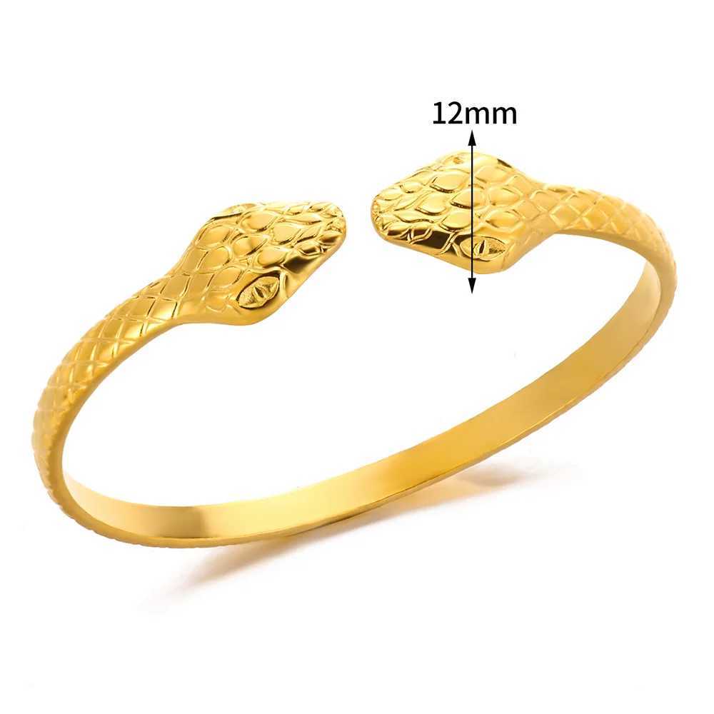 Stainless Steel Snake Bangle Bracelet For Women Vintage Gold Color Aesthetic Charm Bracelet Daily Wear Jewelry Gift mujer XJ250524