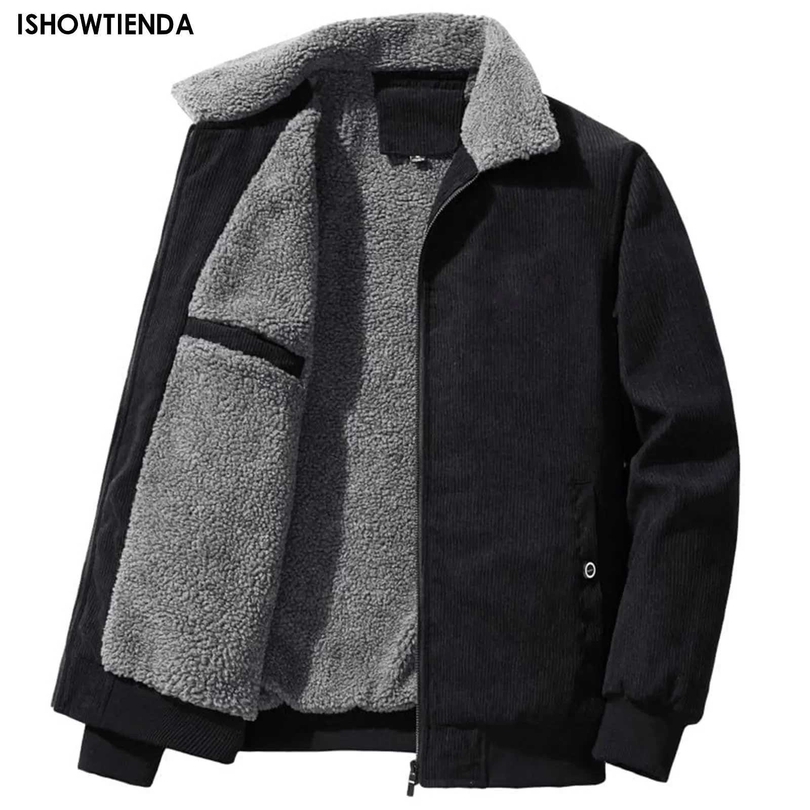 Mens Cotton Jackets Padded Warm Loose Parka Coat Corduroy Short Jacket Man Solid Zip Windbreaker Winter Mens Fleece Jacket W250524