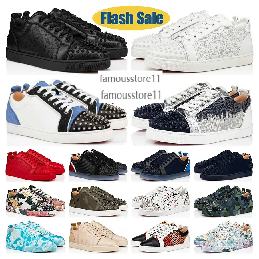 Luxury Designer Low Dress Shoes Mens Casual Shoes Sneakers Glitter Grey Rivets Leather Suede Camo Green Men Women Fashion Spikes Office Career Wedding Trainers 0ce