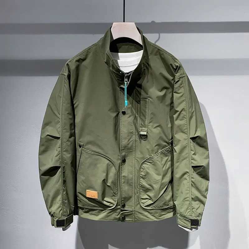 Spring and Autumn Mens Jacket New Trendy Stand Collar Mens Casual Versatile Handsome Jacket Work Top W250524