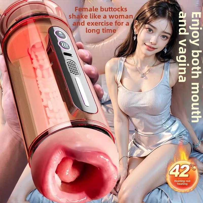 Male Masturbation Cup Heated Pocket Pussy Blowjob Sex Machines Toy Adult Goods for Men Vagina Masturbator 4-LanguageXJ250524