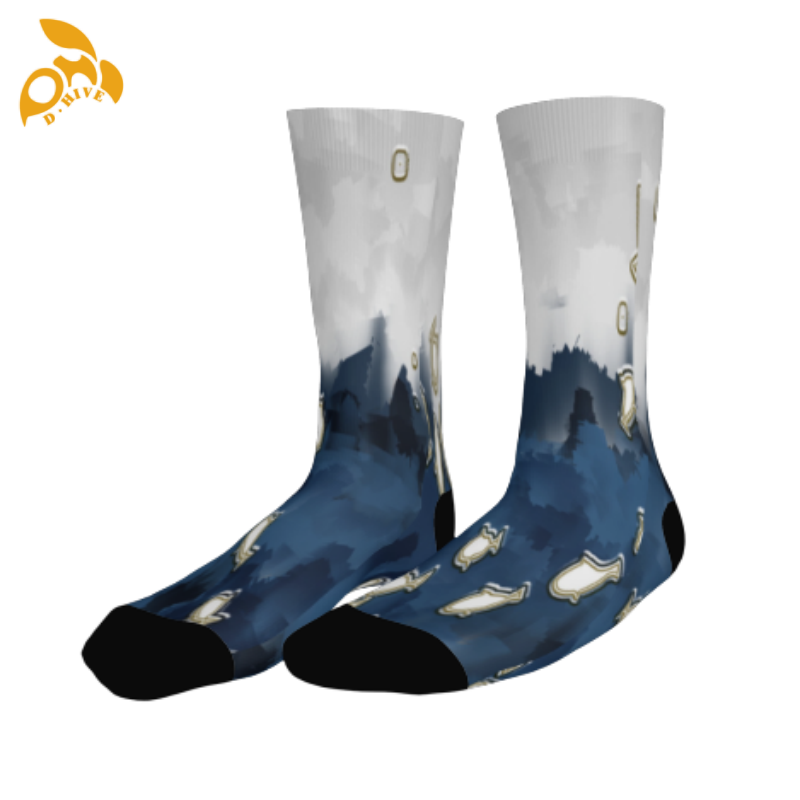 Free delivery. Fashion designers customize lightweight high-quality full-width printed white and colored socks of 32cm.