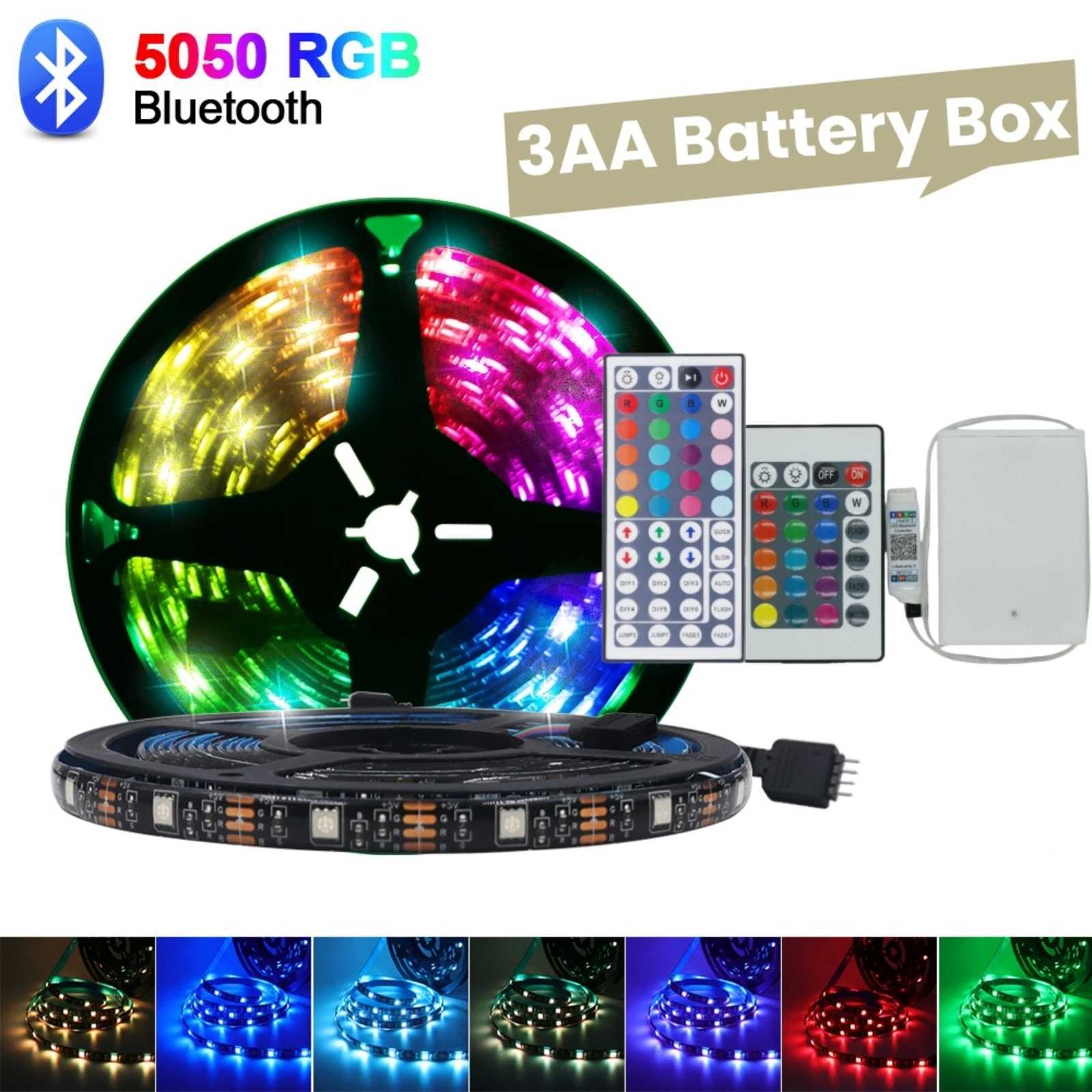 3AA Battery Power 5V RGB Led Strip Light 5050 SMD 30LEDs/M Flexible Ribbon Tape Backlight With Remote Control 1led Cuttable W250524