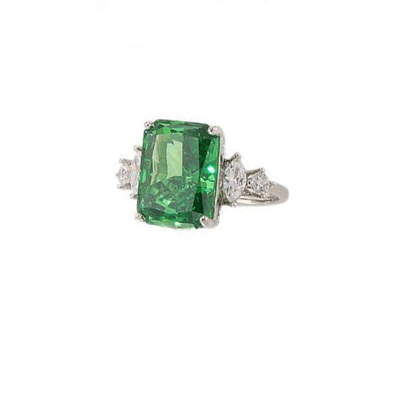 Colorful Rectangular Gemstone Ring with Five-Color Diamond Inlays, Stylish Luxury Women's Ring, Perfect for Birthdays and Anniversaries