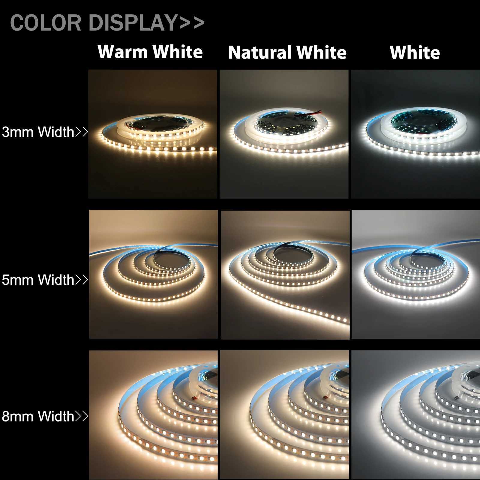3MM 5MM 8MM Width DC 5V LED Strip 2835 120LEDs/m 1 LED Per Cut Flexible Tape IP20 No Waterproof Warm Natural Cool White 1M 2M 5M W250524