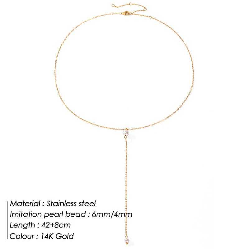 316L Stainless Steel Fashion Golden Color Chain Jewelry Necklace For Women Imitation Pearl Beads Pendant Gifts Jewelry Wholesale XJ250524