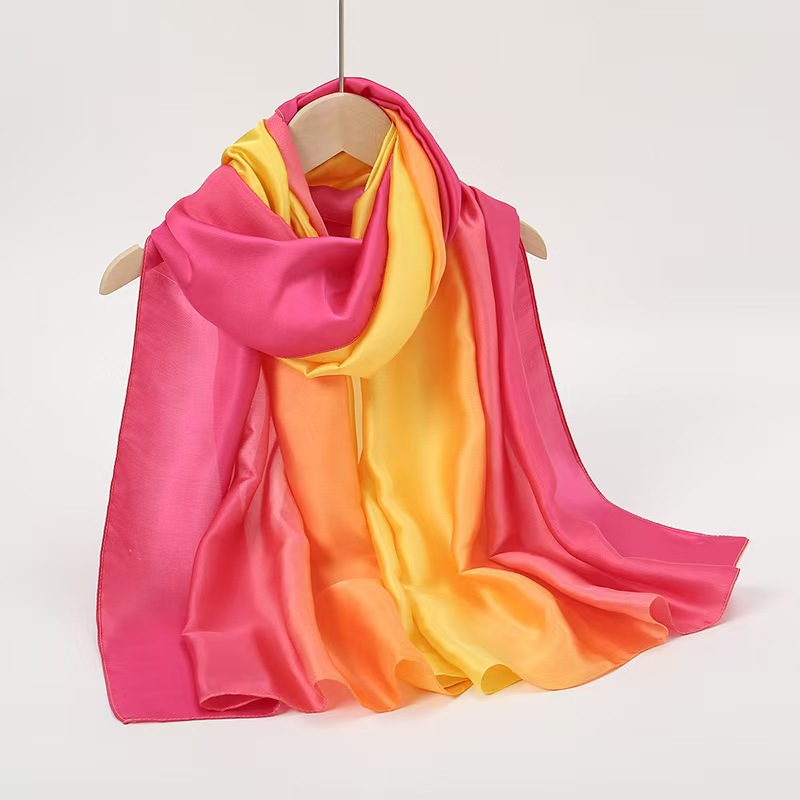 T790 Spring and Summer New Style Scarf Women Korean Fashion Gradient Long Shawl Fashion Trend Sunscreen Scarf Thick Neck