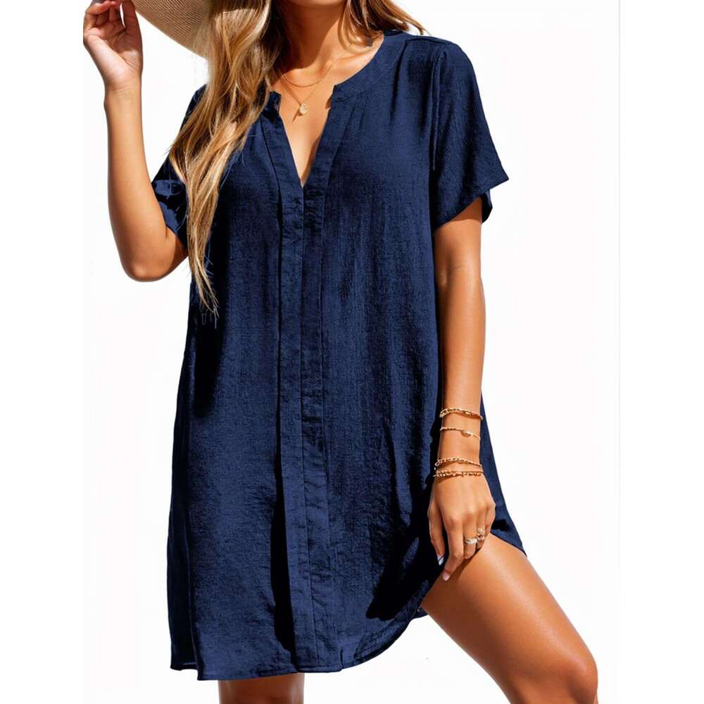 Maxi Dress Women S Clothing Summer Casual V Neck Shirt Dress Beach Skirt Long Dress