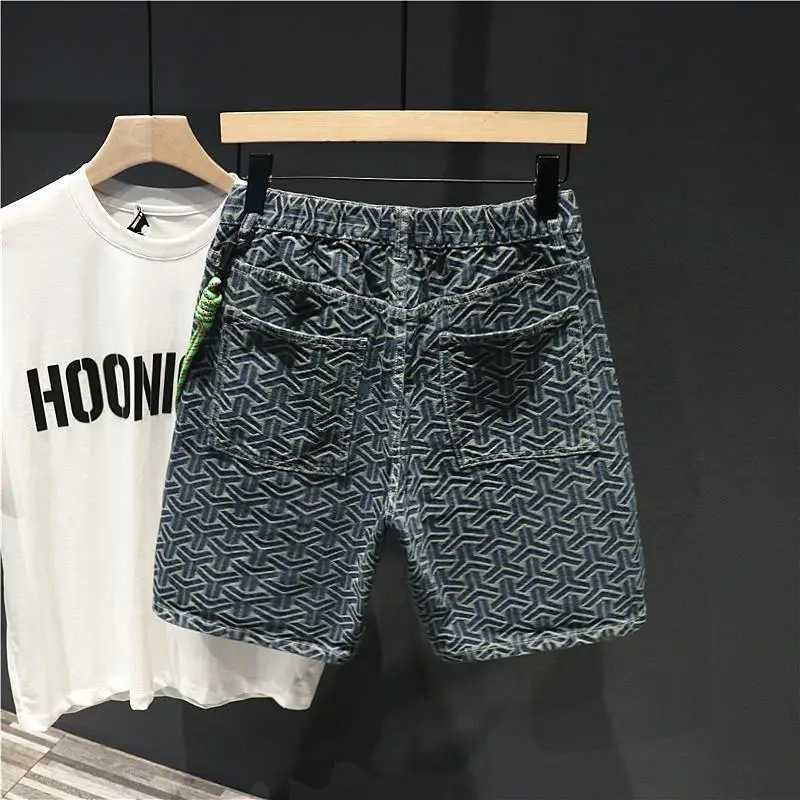 Male Denim Shorts Graphic Hip Hop Straight Mens Short Jeans Pants Cowboy Xl Original Jorts Stretchable Wih Zipper Harajuku Xxxl Z250524