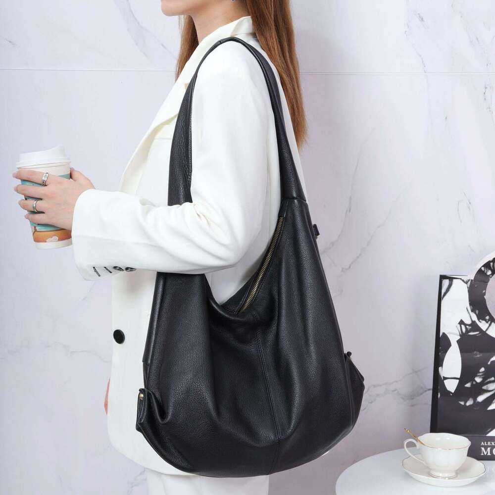 Tote Bag Real Leather Shoulder For Women Capacity Diagonal Cross Bag New Korean Version Simple Top Layer Cowhide Casual Large Bag Lady Bags