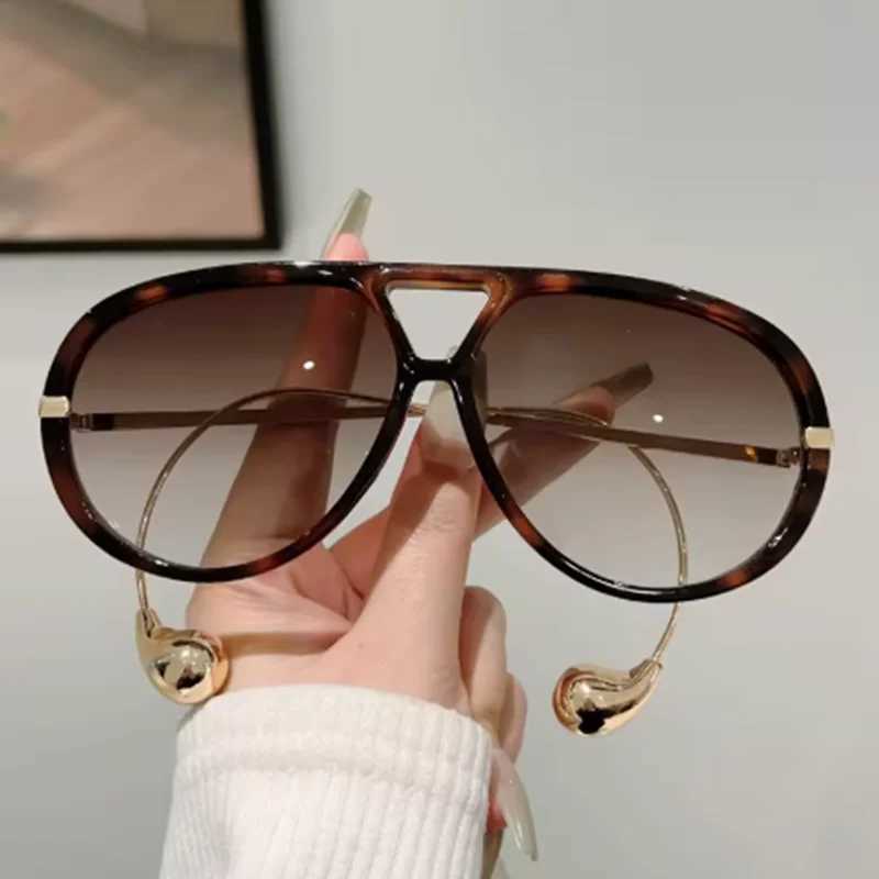 Luxury Brand Designer Oversized Pilot Sunglasses Women For Men 2025 Popular Vintage Sun Glasses Punk Double Bridge Eyeglasses V250524