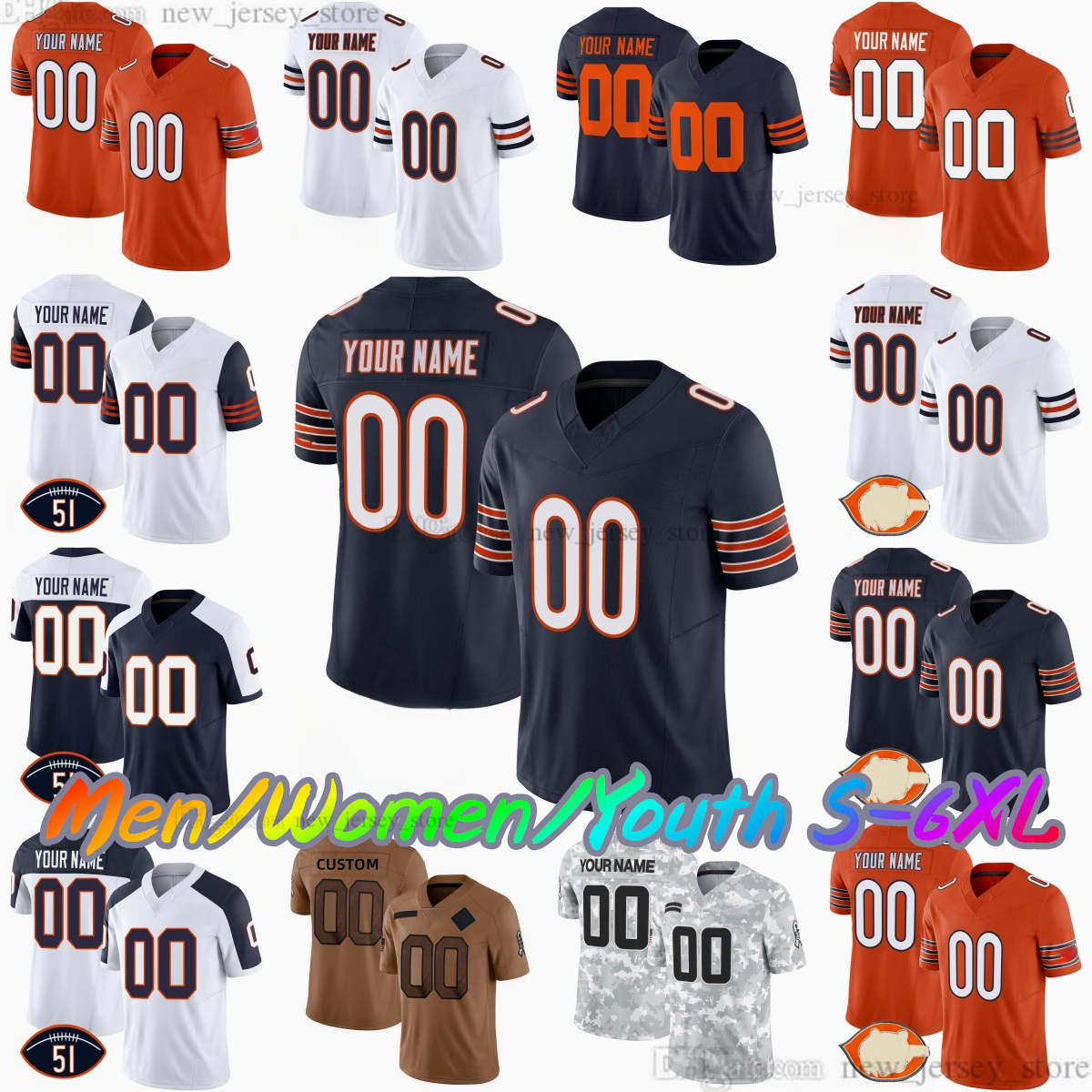 2025 Football Draft DIY Custom S-6XL 18 Caleb Williams Jersey Stitched 84 Colston Loveland 15 Rome Odunze Fields Kmet Payton Brisker Sweat Moore Claypool jerseys