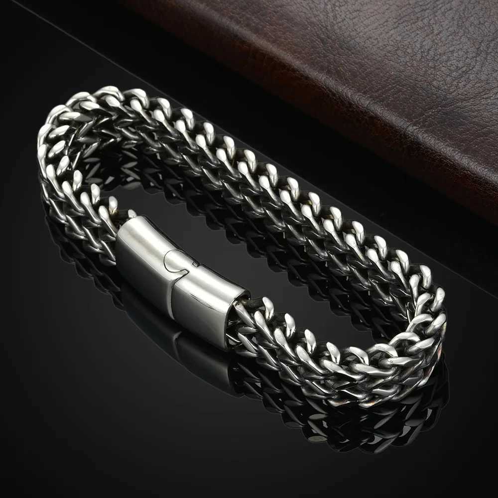 Stainless Steel Braided Double Row Front and Rear Fish Scale Alloy Magnetic Buckle Bracelet with Keel Jewelry New Model XJ250524