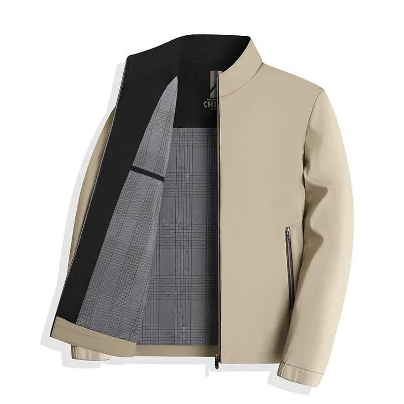 New Spring and autumn mens business casual jacket high-quality middle-aged men stand collar anti-wrinkle wear slim coat 4XL W250524
