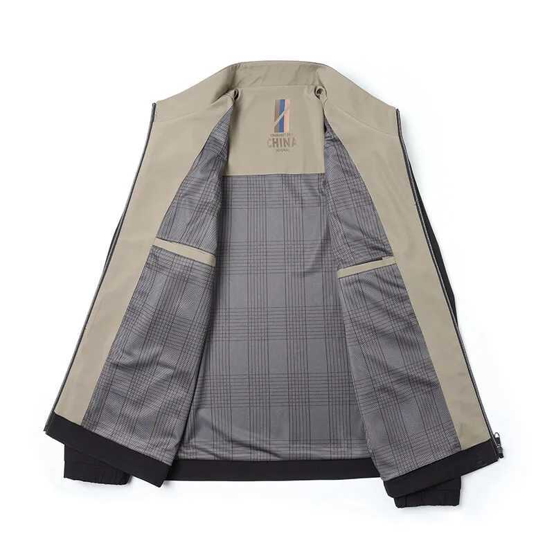 New Spring and autumn mens business casual jacket high-quality middle-aged men stand collar anti-wrinkle wear slim coat 4XL W250524