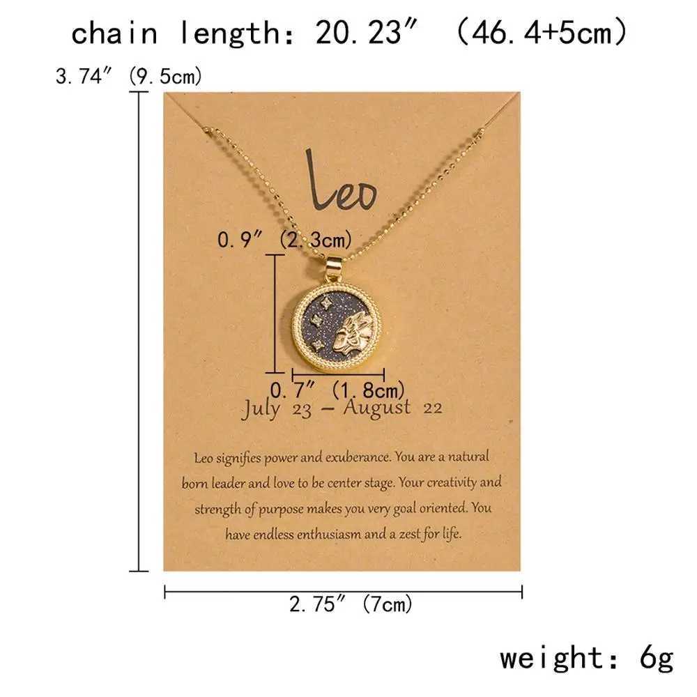 Fashion 12 Constellation Necklace For Women Men Gold Color Chain Zodiac Sign Round Pendant Necklace Couple Jewelry Birtay Gift XJ250524