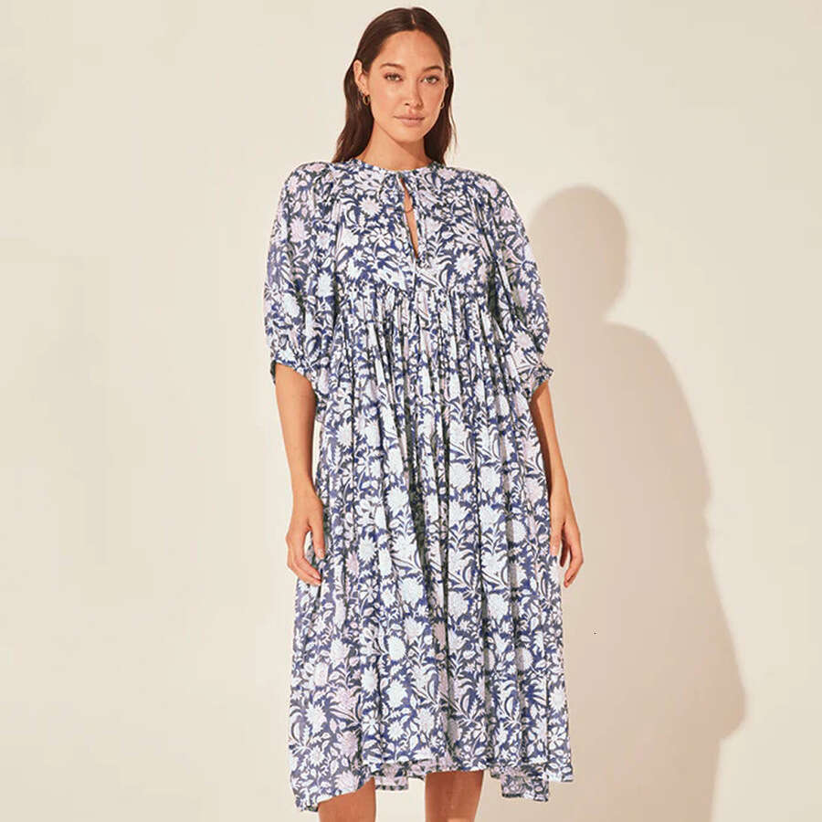 Maxi Dress Personalized Artistic Style Cotton Floral Fashion Printed Dress Floral Dress