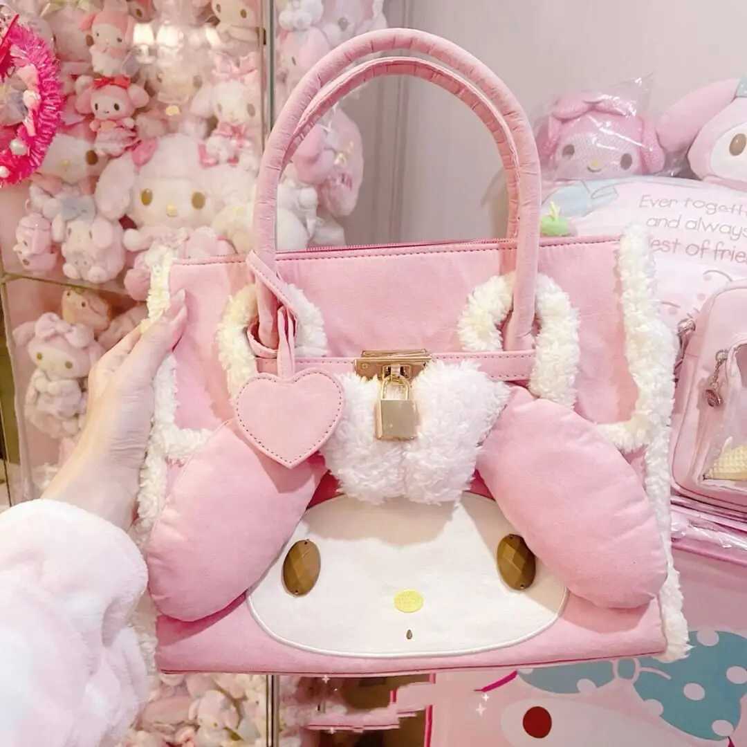 Sanrio My Melody Hello Kitty Autumn Winter Plush Handbag Exclusive Edition Cute Trendy Tote Bag Casual Versatile Shoulder Bagw250524