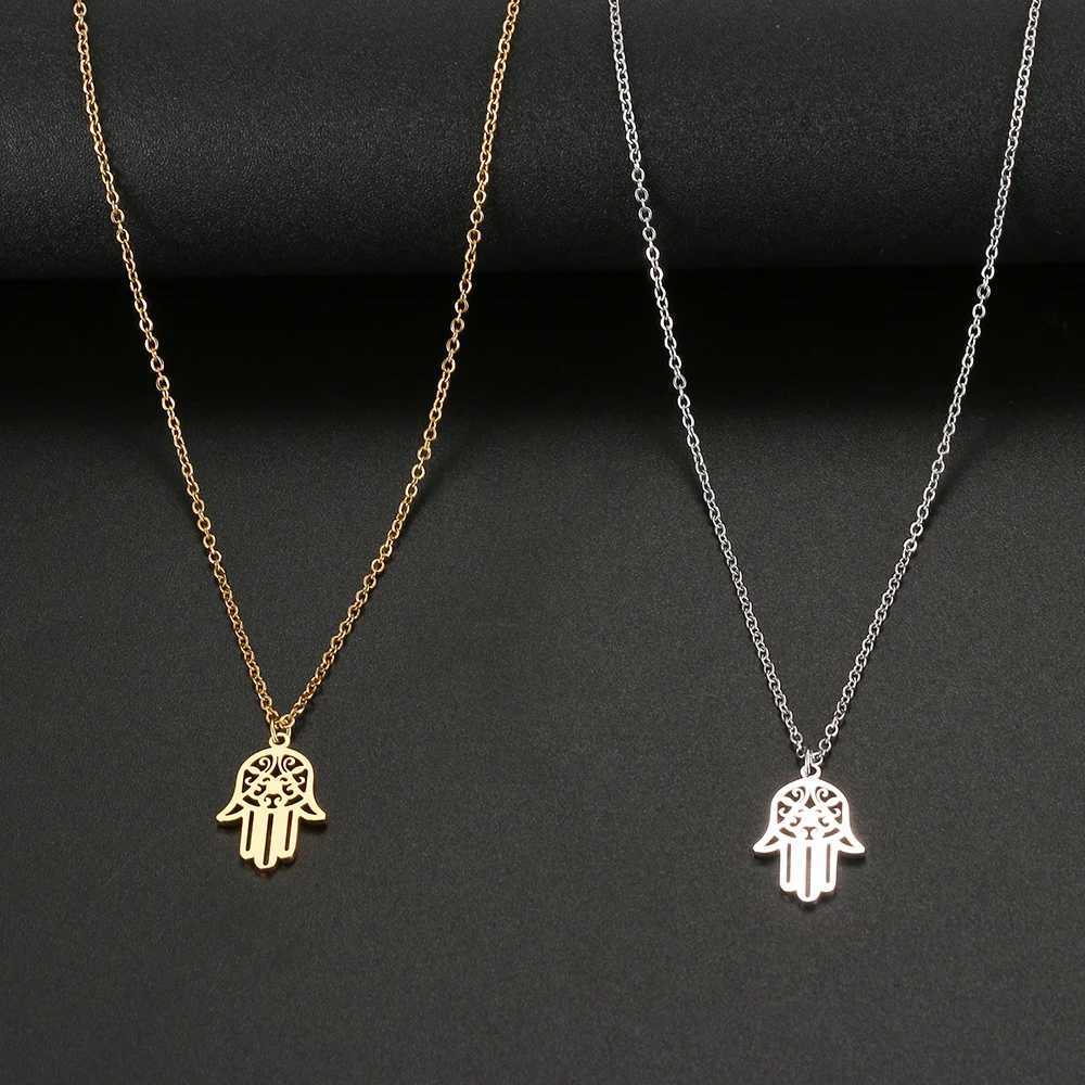 Stainless Steel Necklaces Palm Bohemian Style Pendant Collar Chain Fashion Necklace For Women Men Jewelry Party Friends Gifts XJ250524
