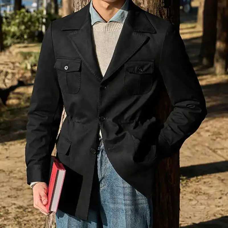 High Quality Suede Suit Collar Men Slim Fit Coat Jacket Hunting Jacket For Men Casual Business Jacket Luxury Versatile Coat W250524