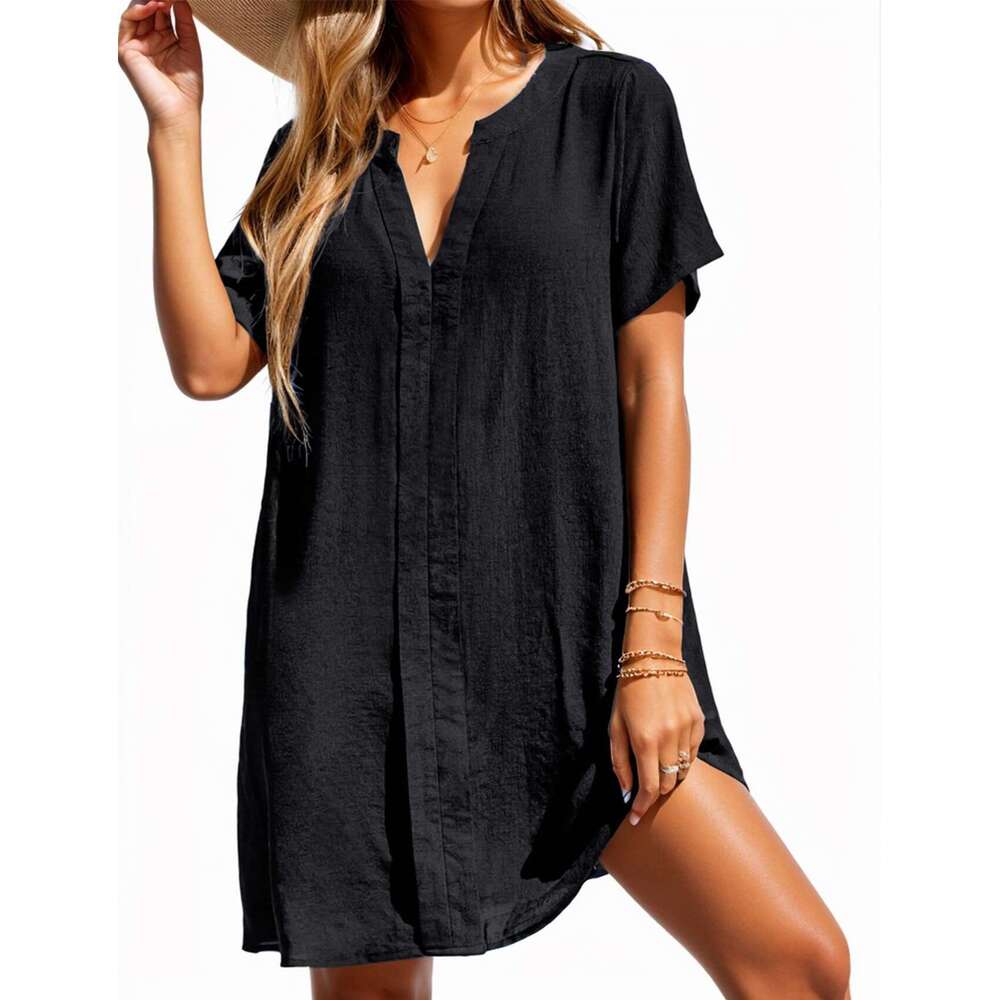 Maxi Dress Women S Clothing Summer Casual V Neck Shirt Dress Beach Skirt Long Dress